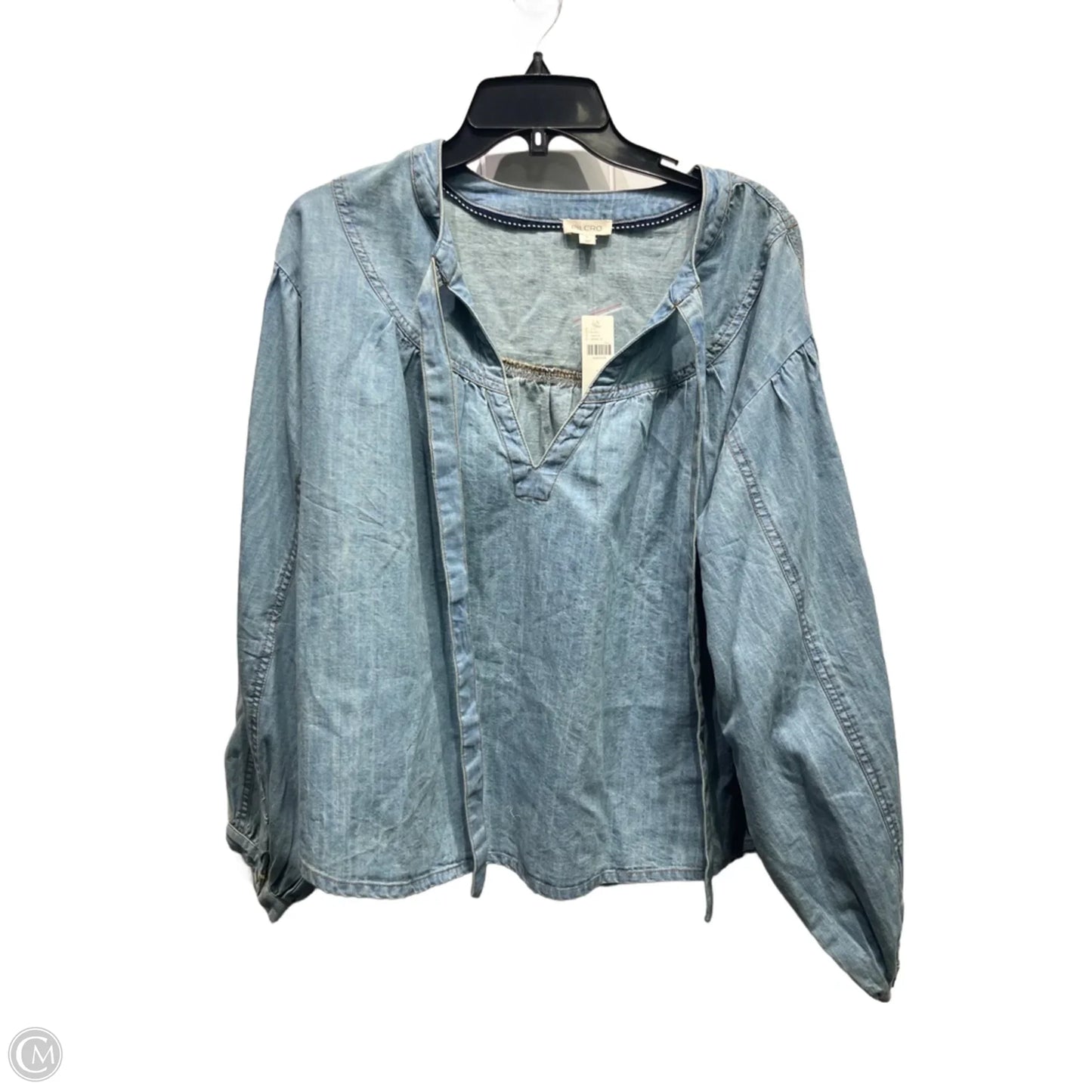 Top Long Sleeve By Pilcro In Blue Denim, Size: L