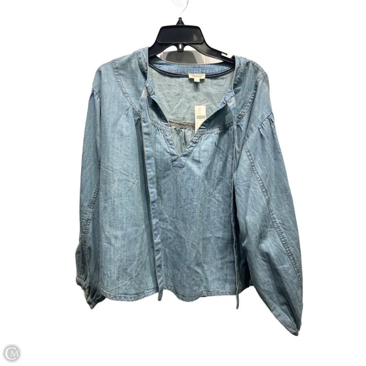 Top Long Sleeve By Pilcro In Blue Denim, Size: L