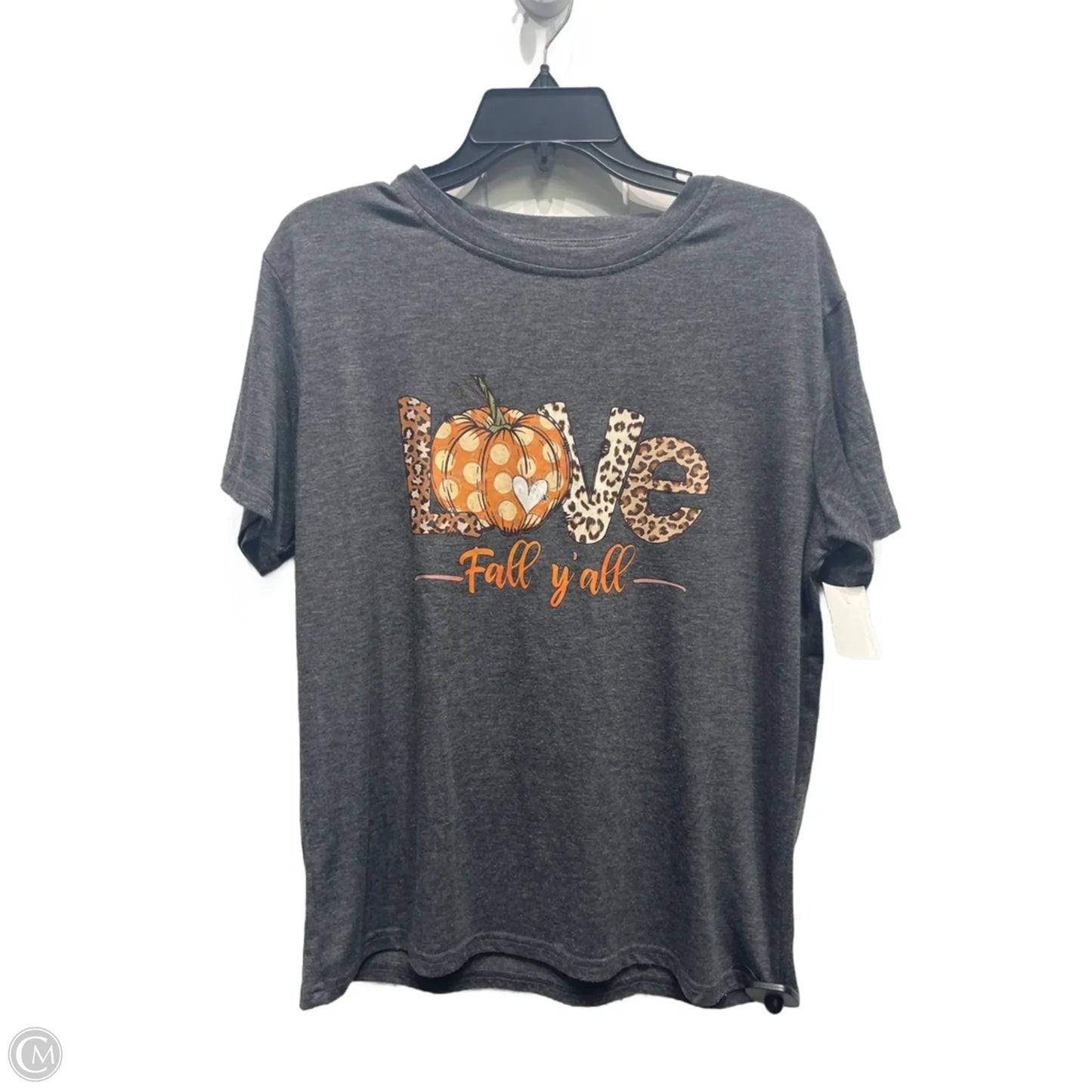 Top Short Sleeve By Shein In Grey, Size: L