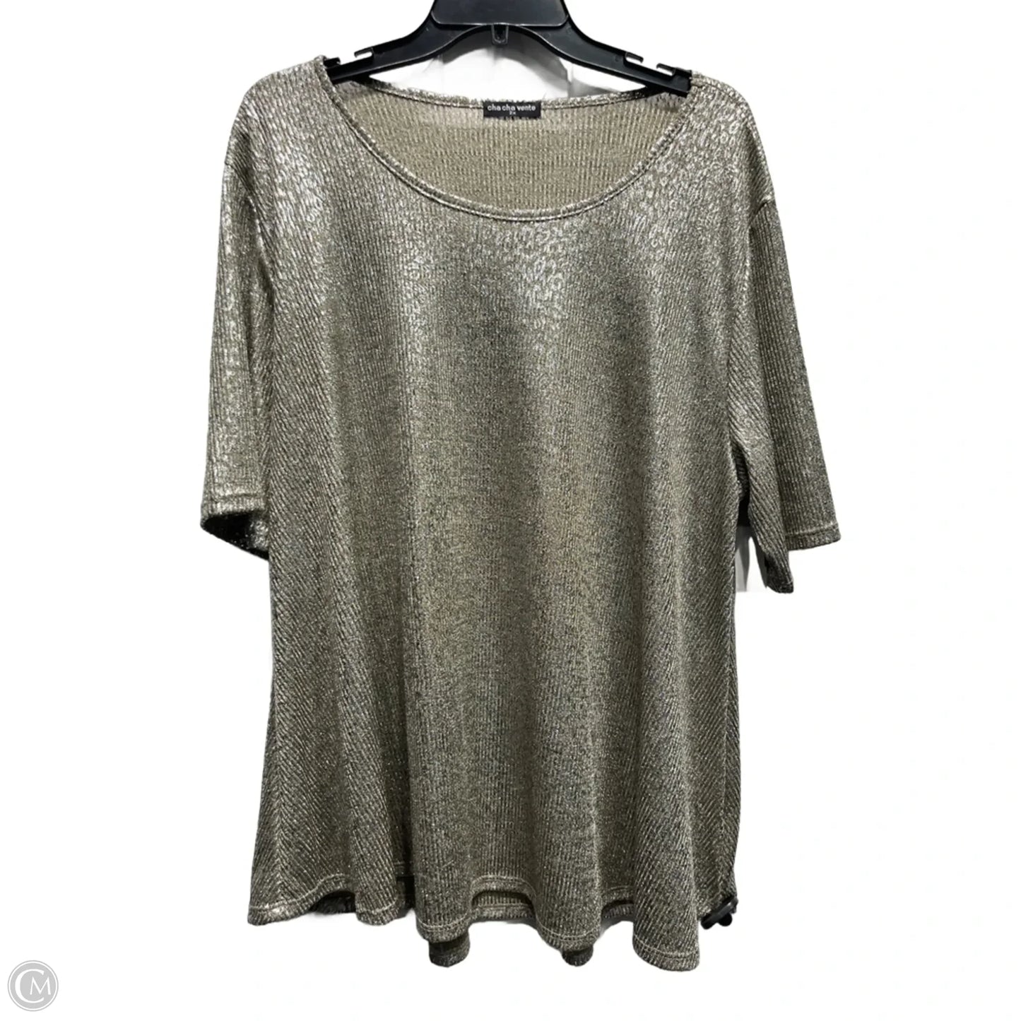 Top Short Sleeve By Cha Cha Vente In Gold, Size: 2x
