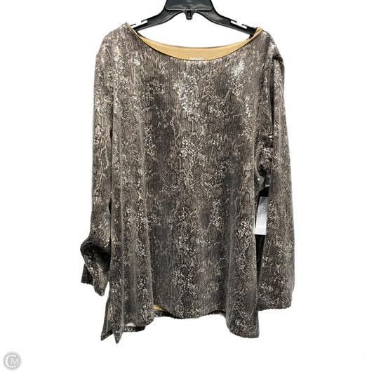Top Long Sleeve Basic By Chicos In Gold, Size: 1x