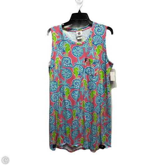 Dress Casual Short By Simply Southern In Green & Pink, Size: Xl