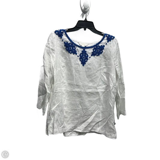 Top Long Sleeve Designer By Lilly Pulitzer In Blue & White, Size: 10