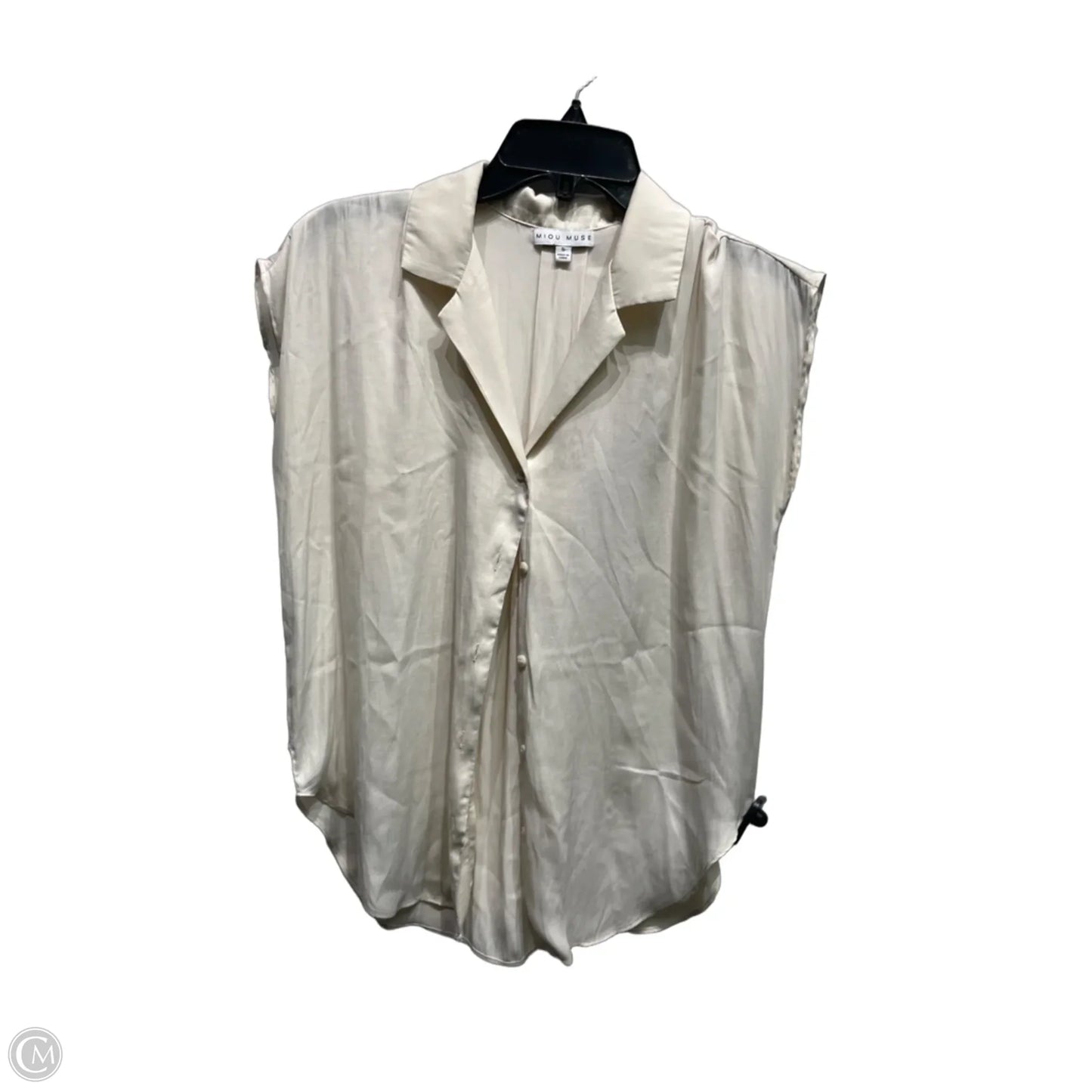 Top Short Sleeve By Miou Muse In Tan, Size: S
