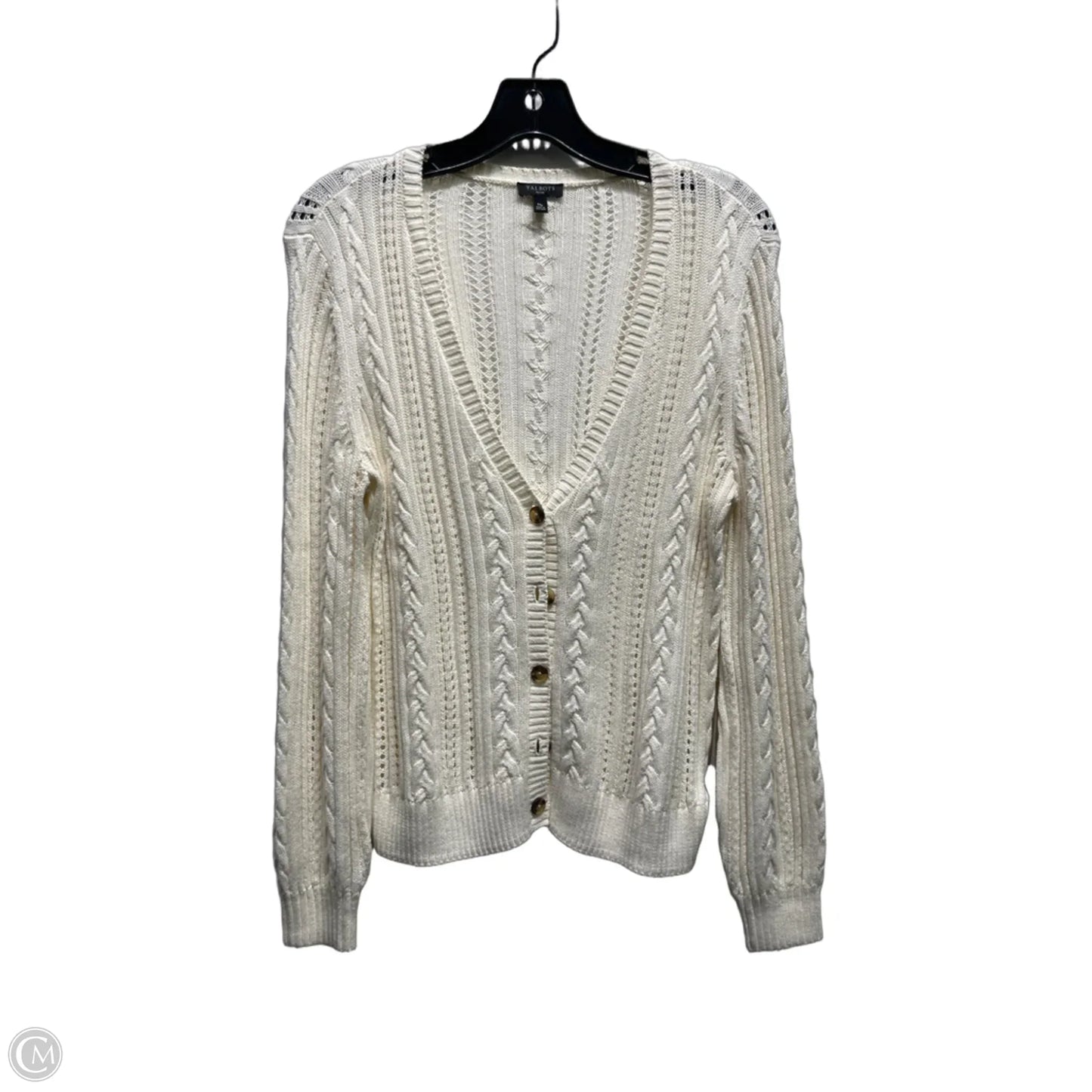 Sweater Cardigan By Talbots In Cream, Size: Mp