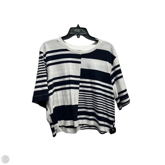 Top Short Sleeve By Maeve In Blue & White, Size: L