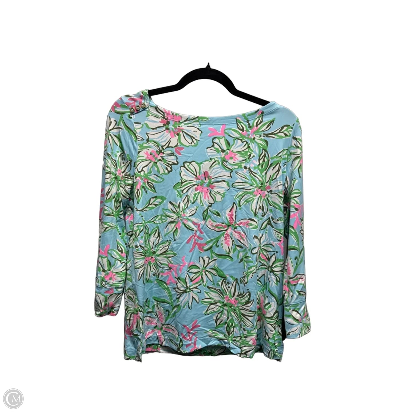 Top Long Sleeve Designer By Lilly Pulitzer In Blue & Pink, Size: M