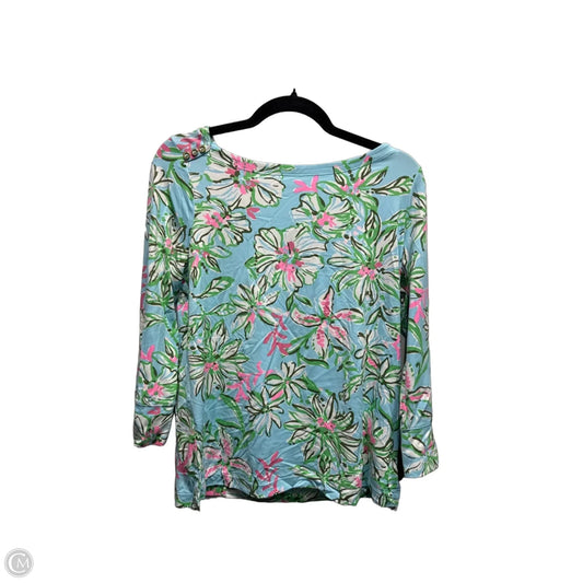 Top Long Sleeve Designer By Lilly Pulitzer In Blue & Pink, Size: M