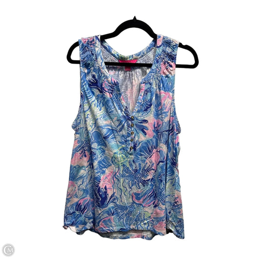 Top Sleeveless Designer By Lilly Pulitzer In Blue & Pink, Size: Xxl