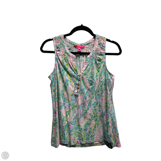Top Sleeveless Designer By Lilly Pulitzer In Green & Pink, Size: M