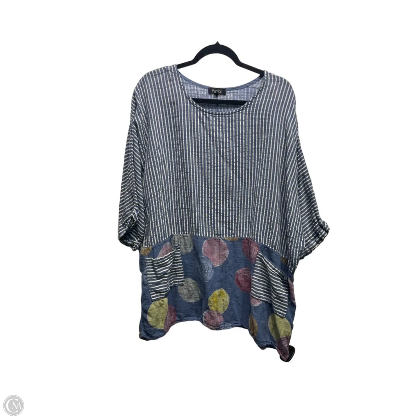 Tunic Long Sleeve By Papillion In Blue, Size: S
