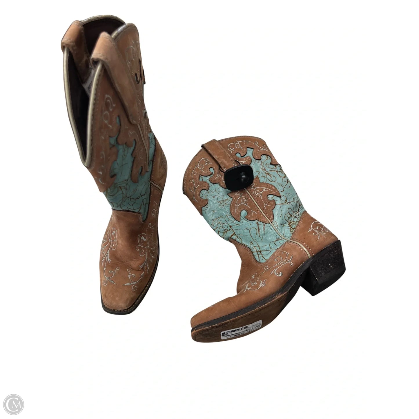 Boots Western By Clothes Mentor In Brown & Green, Size: 6.5