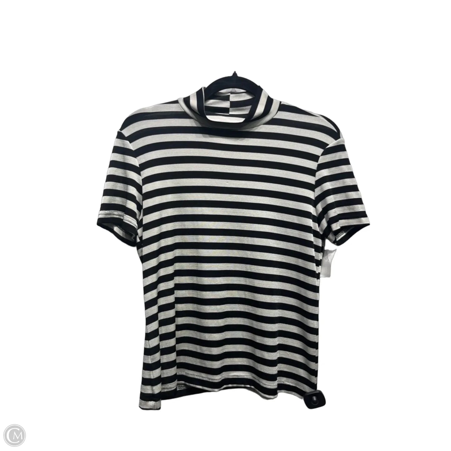 Top Short Sleeve By marcy allan  In Black & White, Size: Xl
