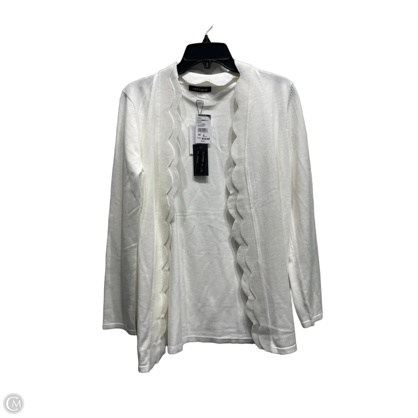Sweater Cardigan By Cable And Gauge In White, Size: L
