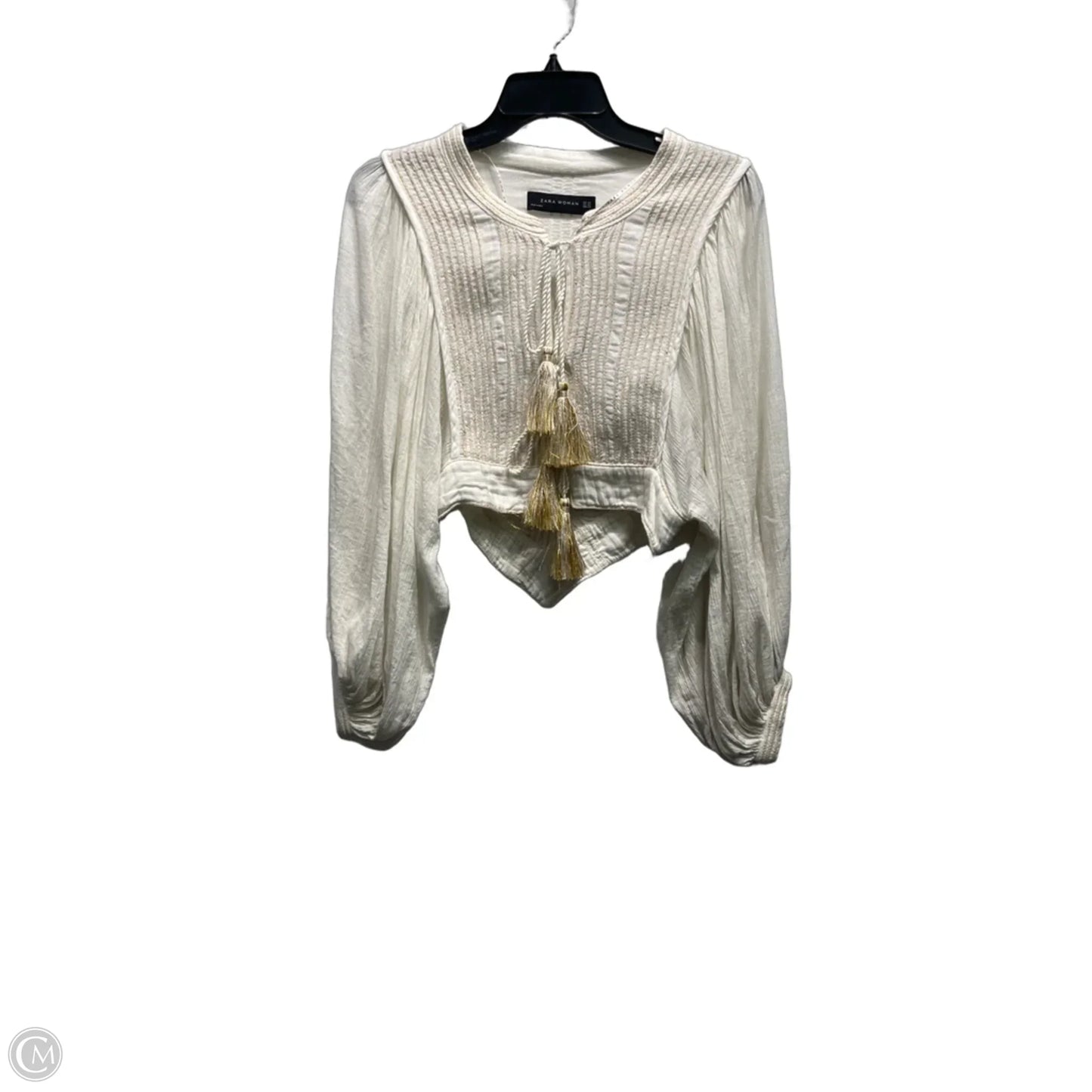Top Long Sleeve By Zara Women In Cream, Size: Xs