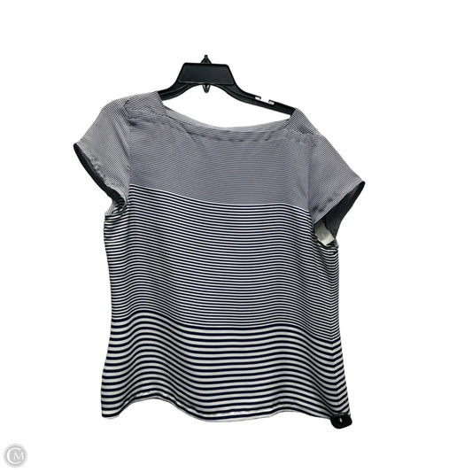 Top Short Sleeve By Loft In Blue & White, Size: L