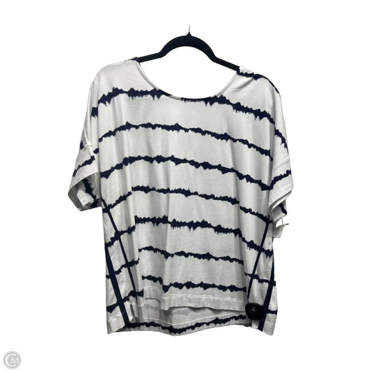 Top Short Sleeve By Chicos In Blue & White, Size: Xl