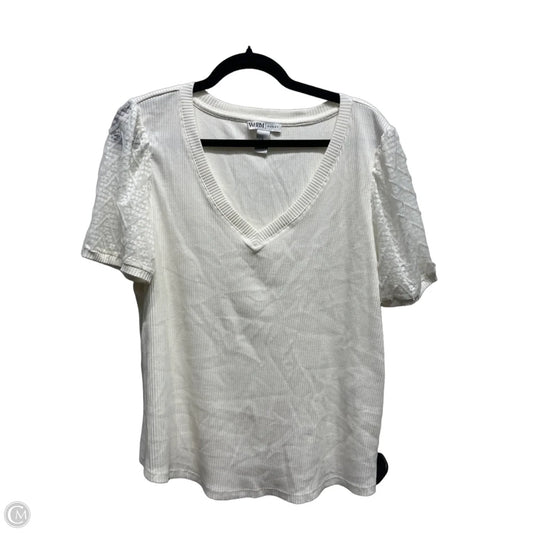 Top Short Sleeve By White House Black Market In Cream, Size: L