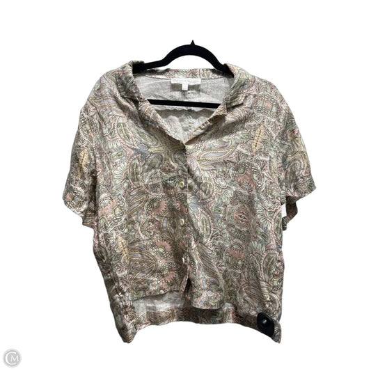 Top Short Sleeve By Chelsea And Theodore In Green & Orange, Size: L
