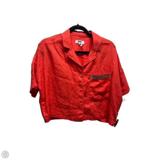 Top Short Sleeve By Dkny In Red, Size: S