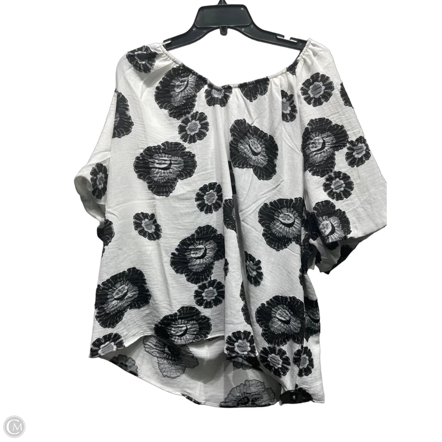 Top Short Sleeve By Zac And Rachel In Black & White, Size: 2x