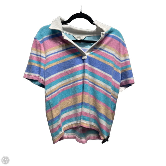 Top Short Sleeve Designer By Lilly Pulitzer In Blue & Pink, Size: L