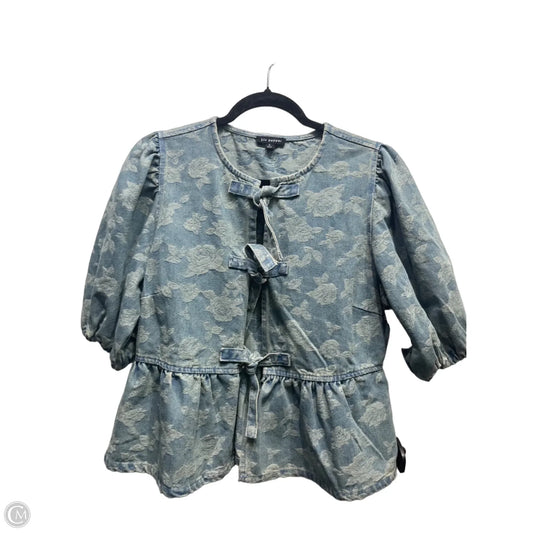 Top Short Sleeve By Blu Pepper In Blue Denim, Size: L