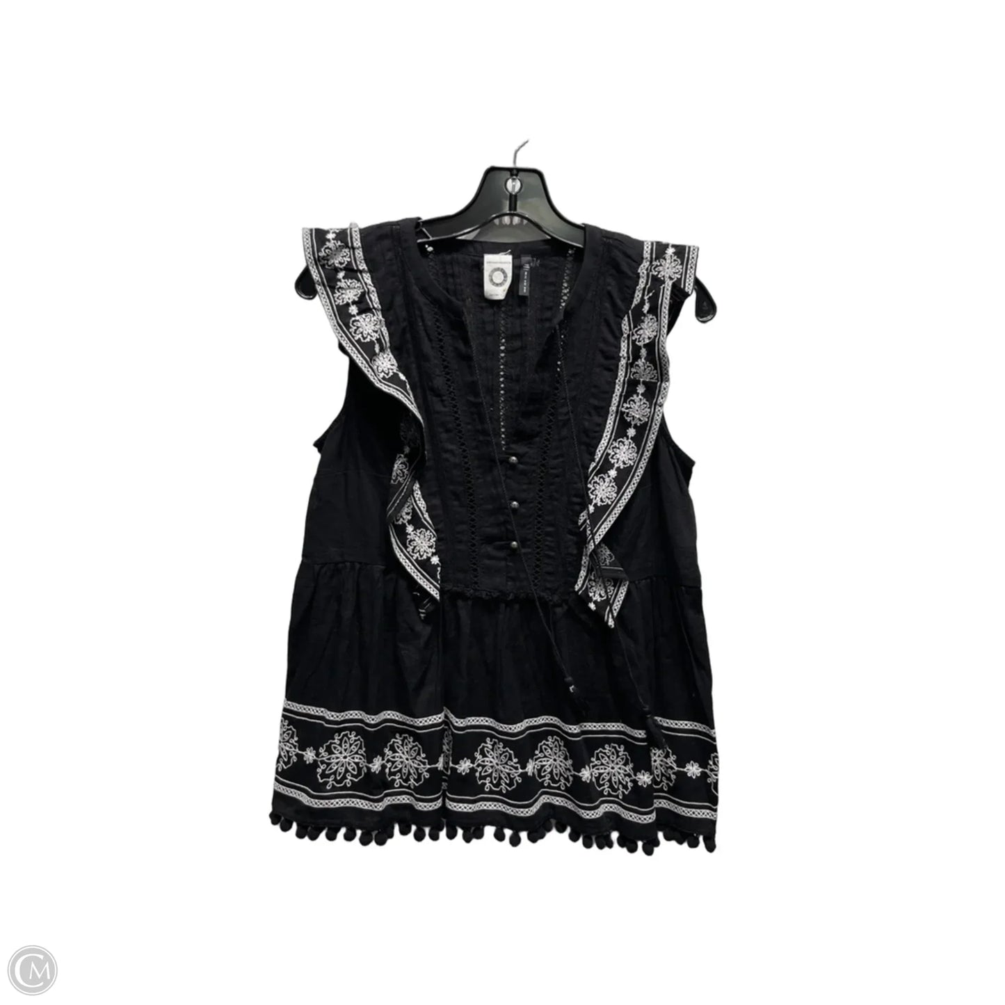 Top Short Sleeve By Anthropologie In Black & White, Size: 4