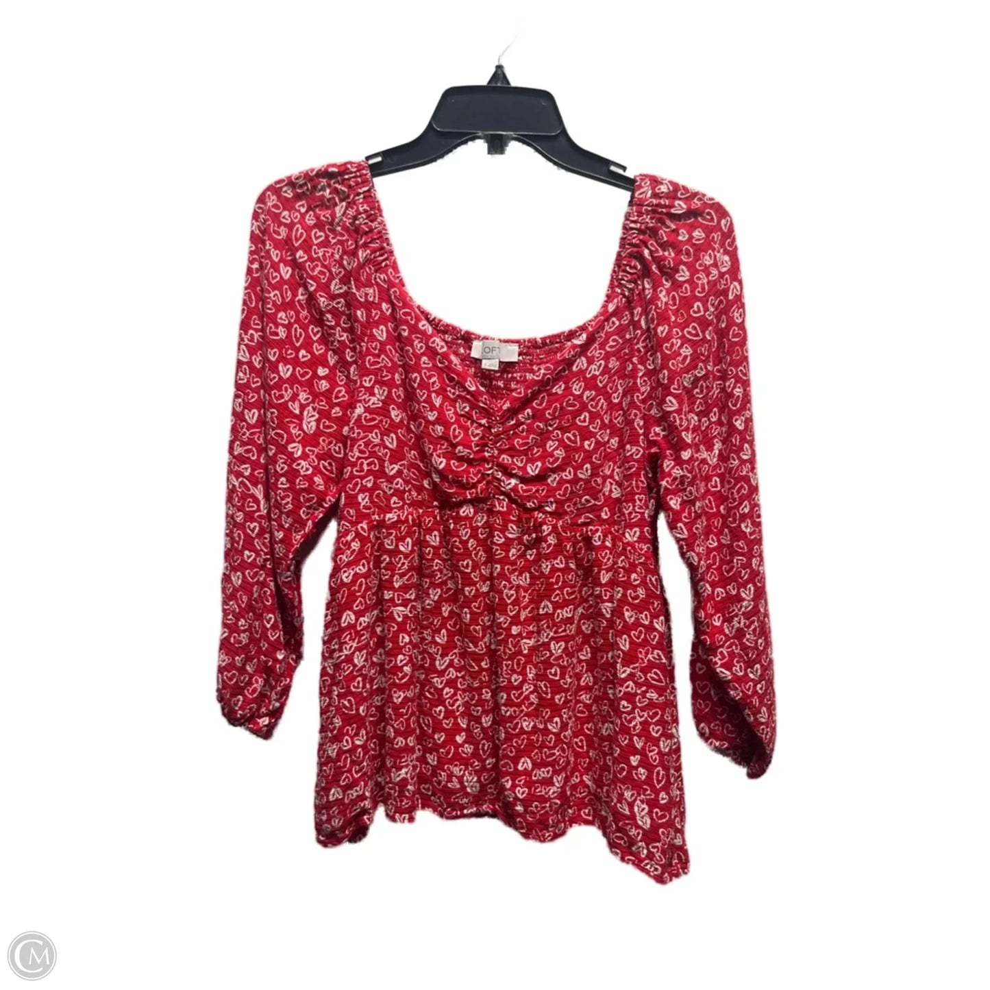 Top Long Sleeve By Loft In Red & White, Size: S