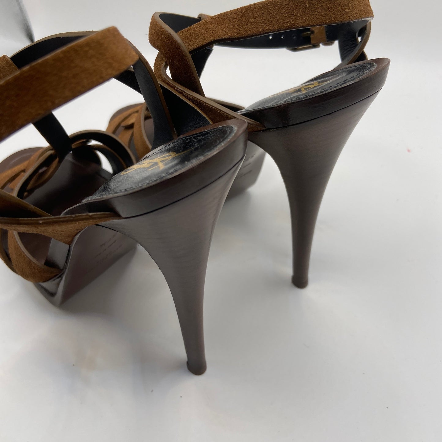 Shoes Luxury Designer By Yves Saint Laurent In Brown, Size: 7.5