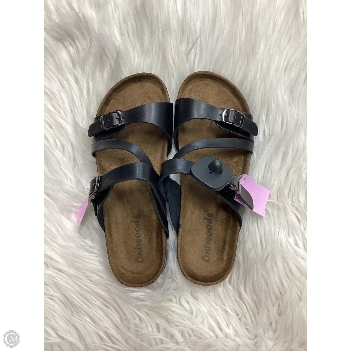 Sandals Flats By Clothes Mentor In Black & Brown, Size: 10