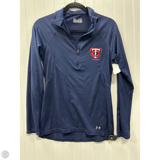 Athletic Top Long Sleeve Collar By Under Armour In Navy, Size: M