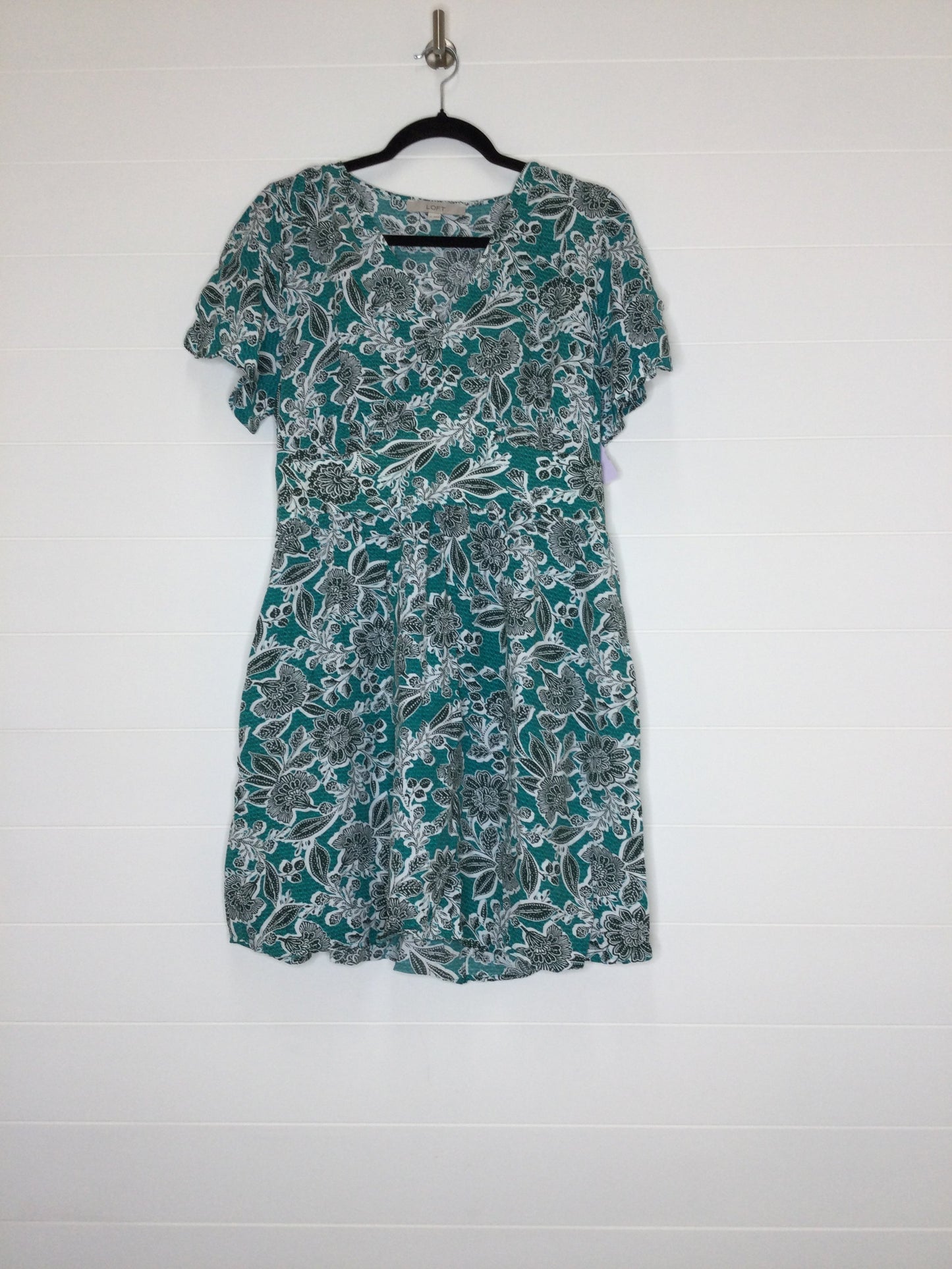 Green & White Dress Casual Midi Loft, Size L