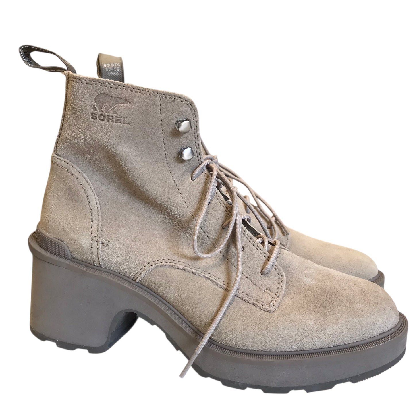 Boots Ankle Heels By Sorel In Beige, Size:8.5