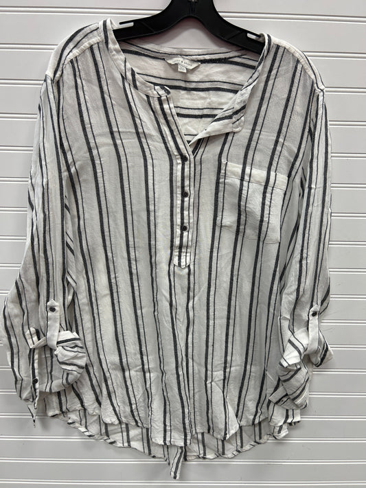 Blouse Ls By Lucky Brand In Grey, Size:Xl