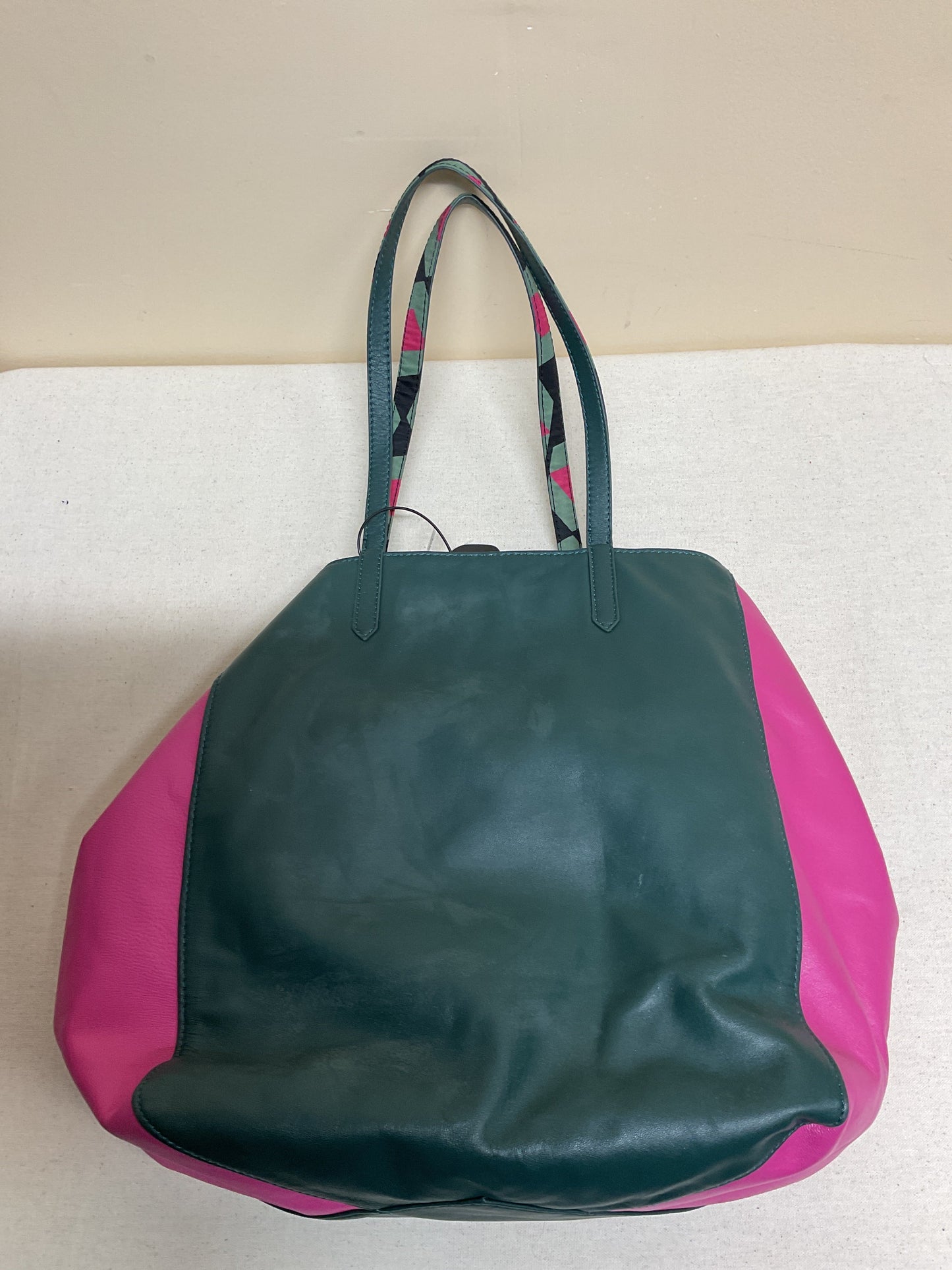 Handbag Designer By Diane Von Furstenberg In Green & Pink, Size:Large -as is