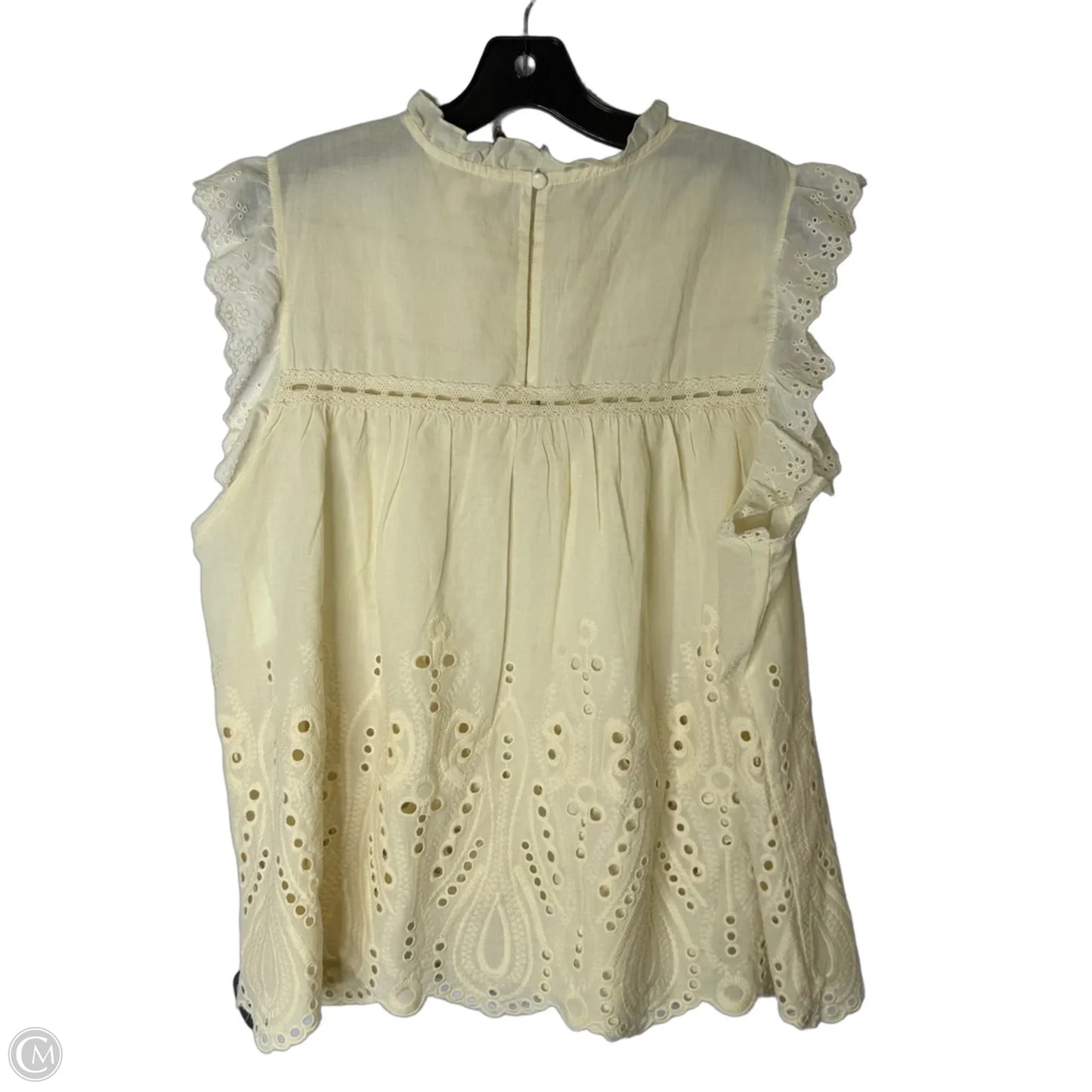 Blouse Short Sleeve By Adiva In Cream, Size: Xl