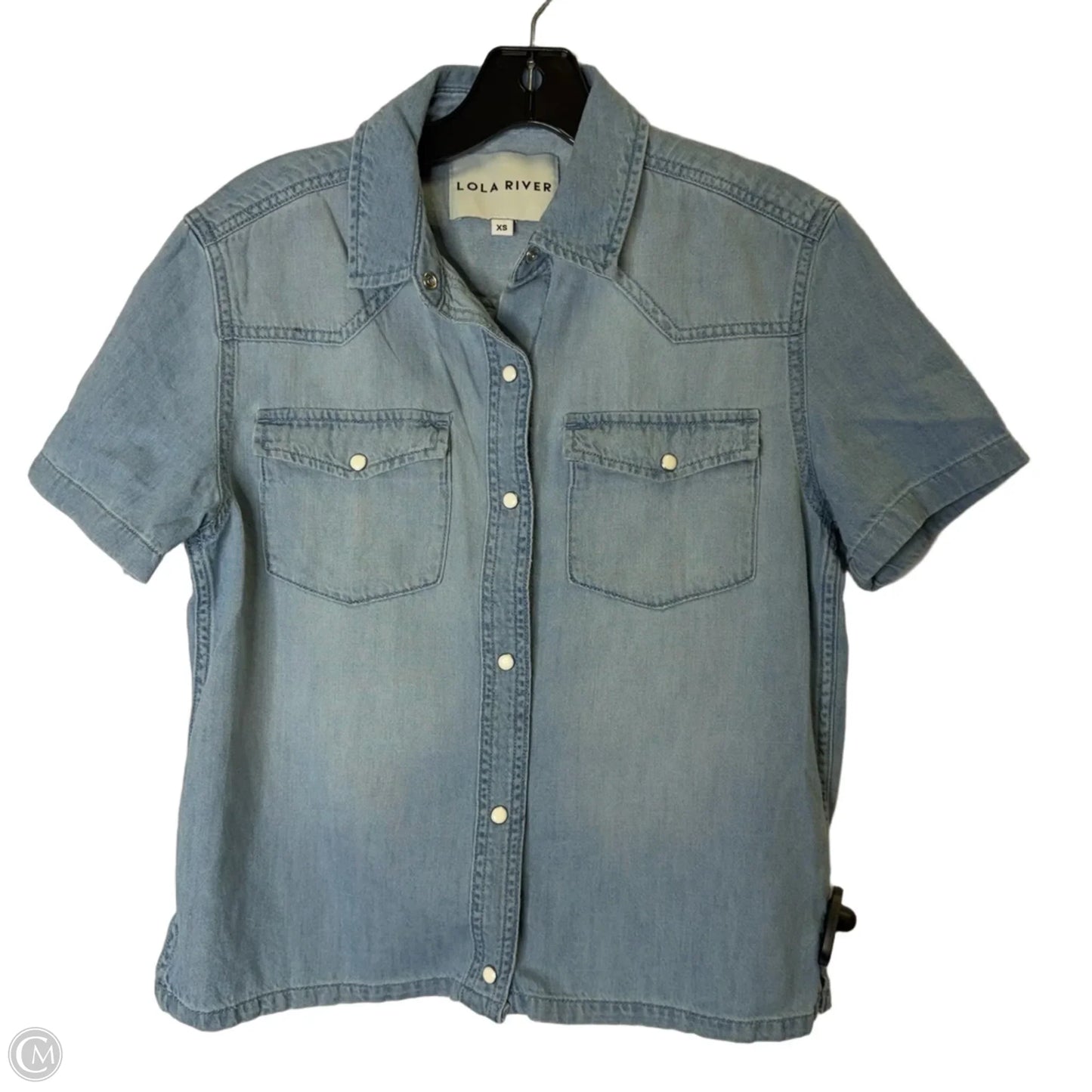 Top Short Sleeve By Lola River In Blue Denim, Size: Xs