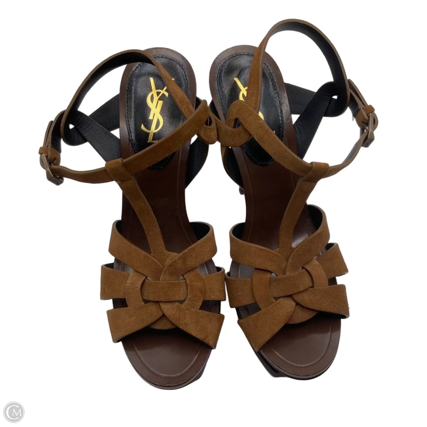 Shoes Luxury Designer By Yves Saint Laurent In Brown, Size: 7.5