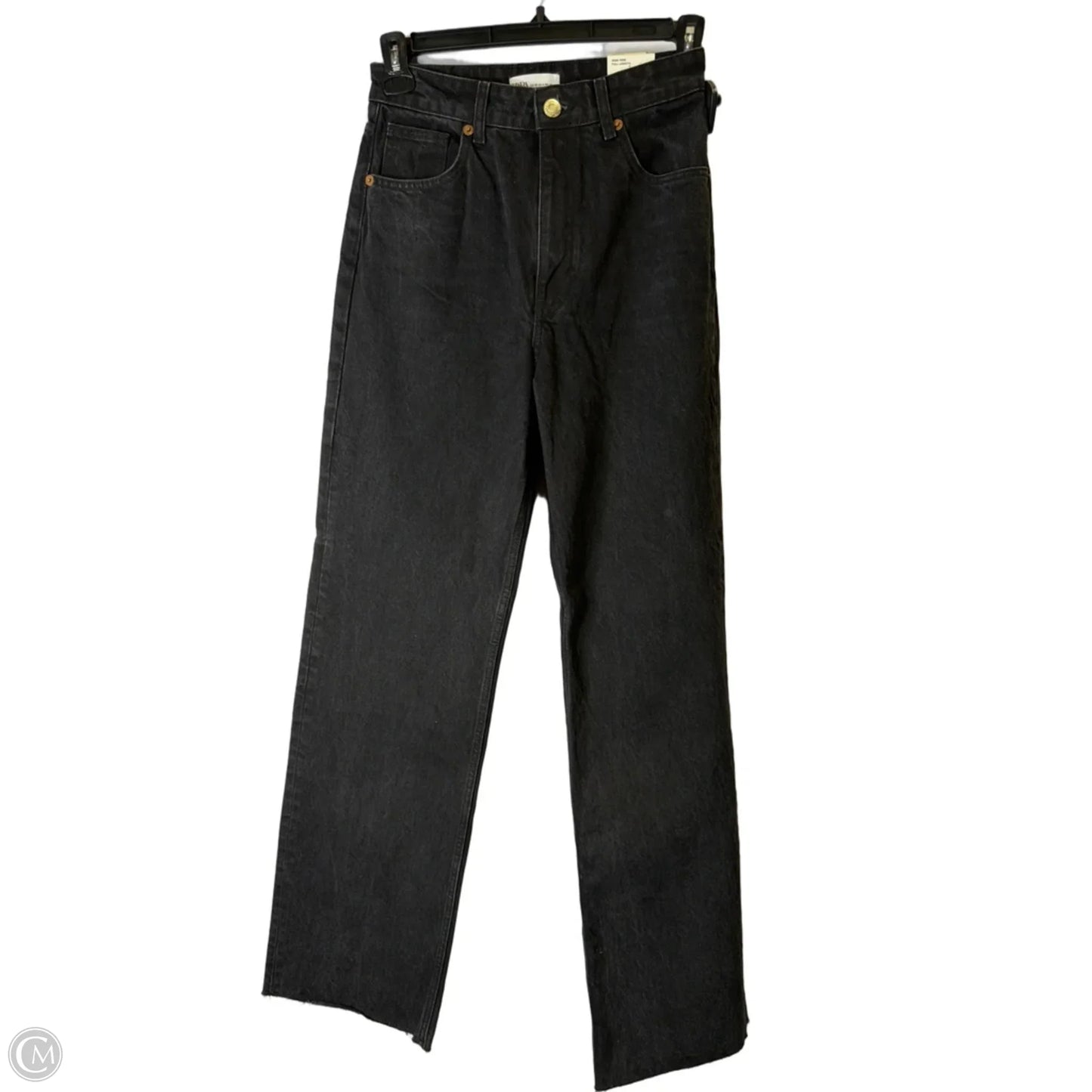 Jeans Straight By Zara In Black Denim, Size: 6