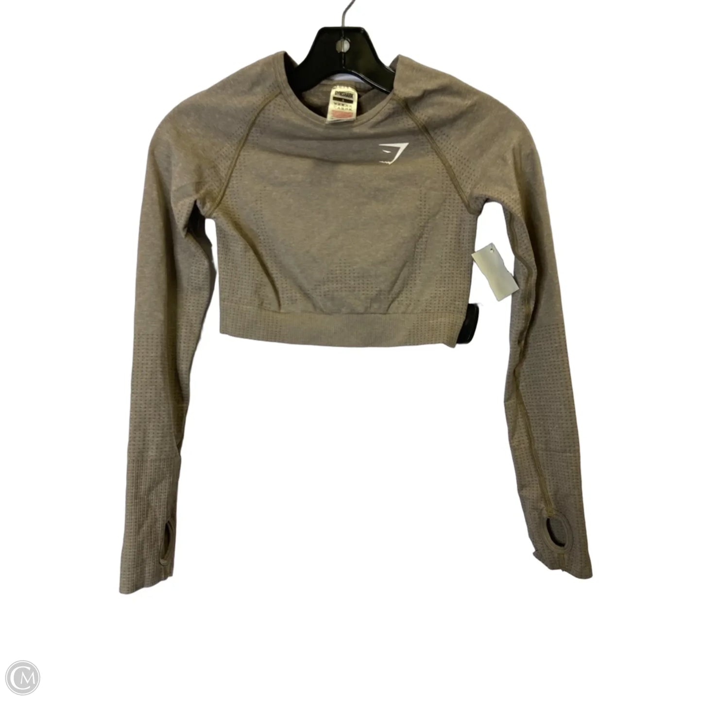 Athletic Top Long Sleeve Crewneck By Gym Shark In Tan, Size: S