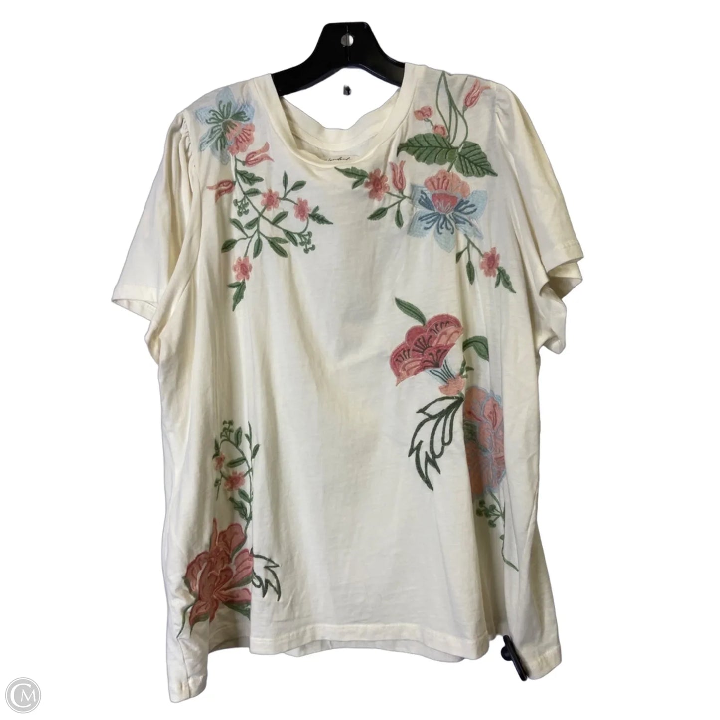 Top Short Sleeve By Wonderly In Cream, Size: Xxl