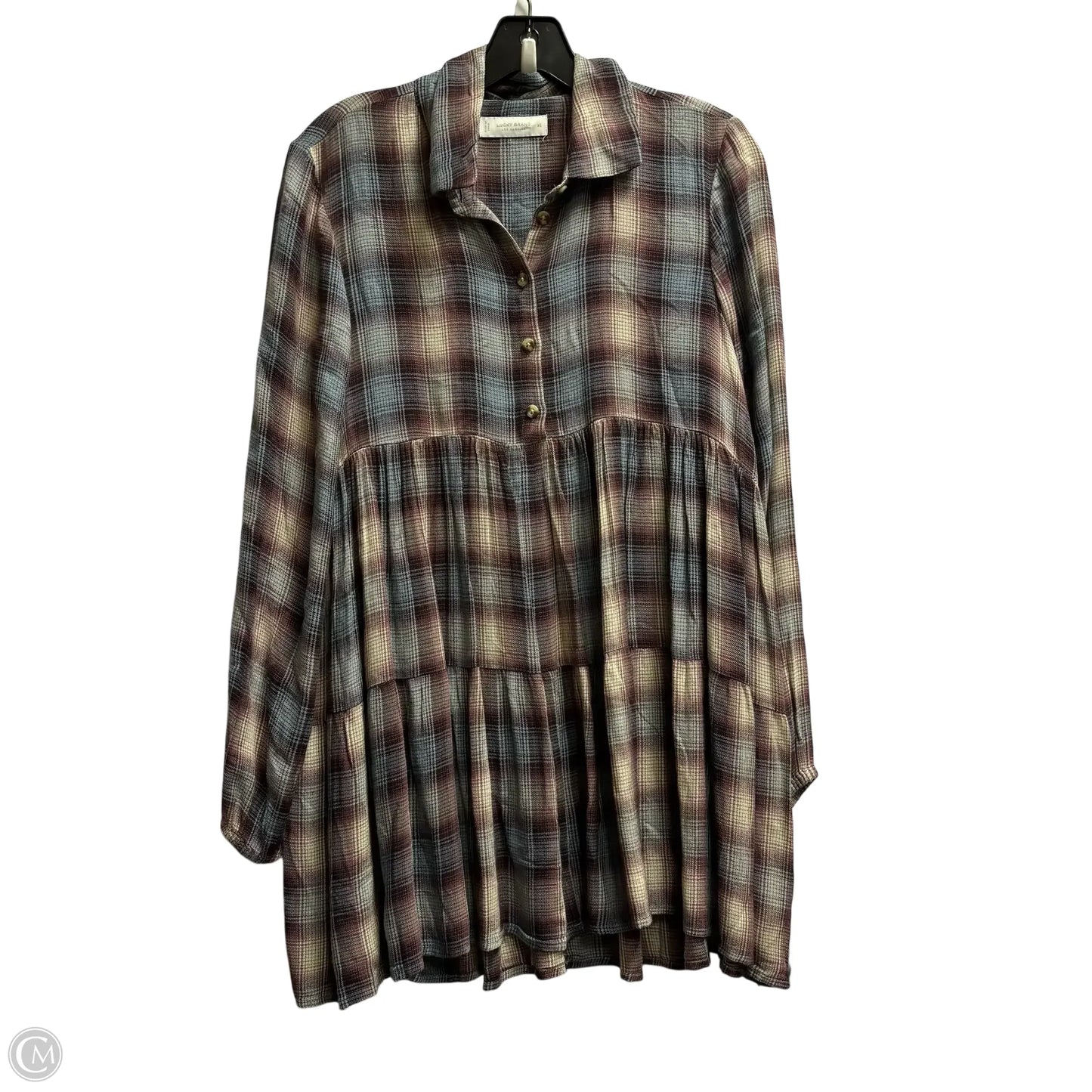 Top Long Sleeve By Lucky Brand In Plaid Pattern, Size: Xs