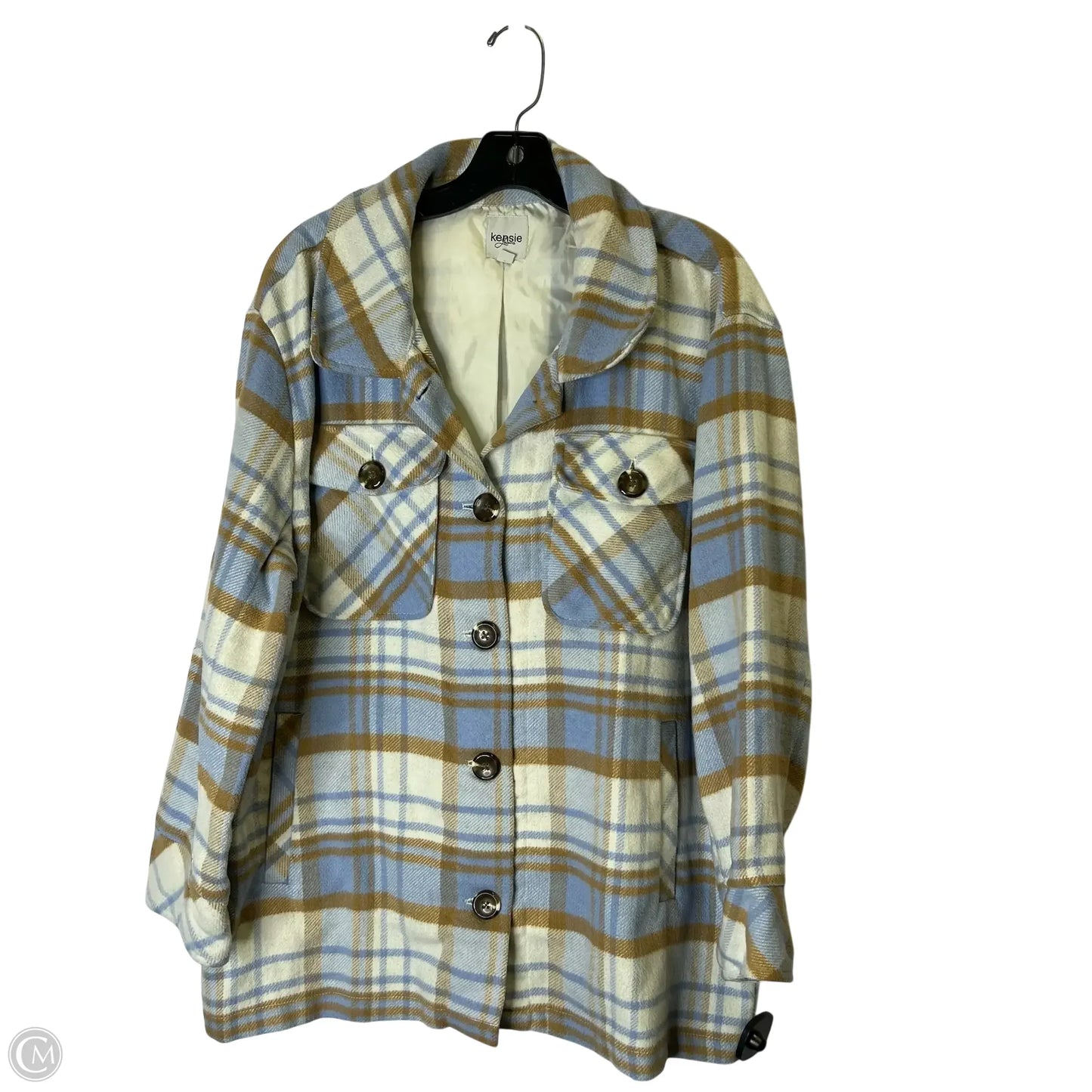 Jacket Shirt By Kensie In Blue, Size: L