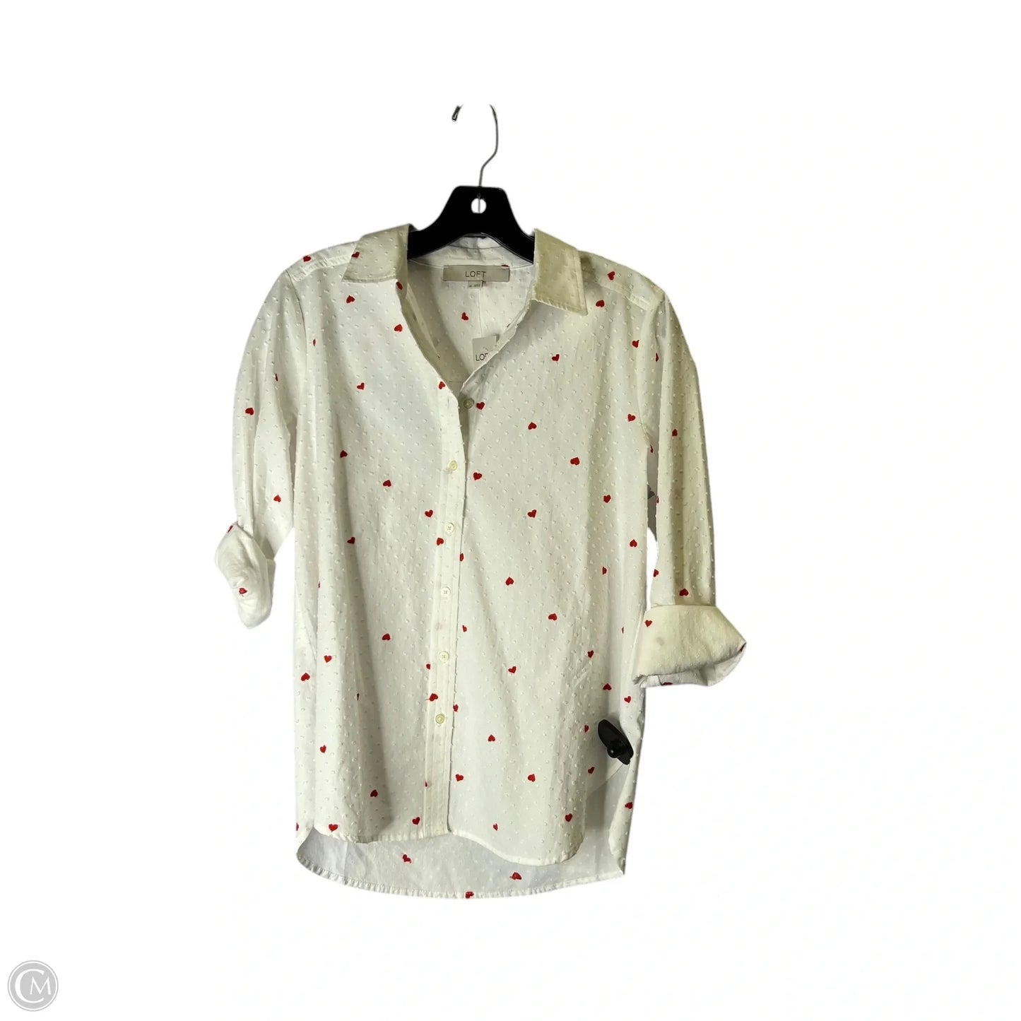 Top Long Sleeve By Loft In Red & White, Size: Xs