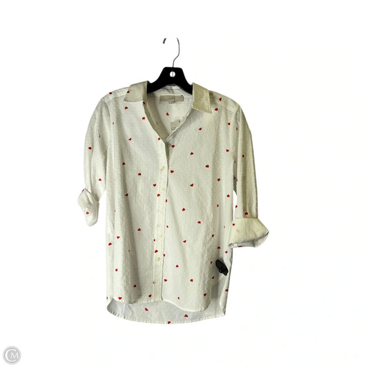 Top Long Sleeve By Loft In Red & White, Size: Xs
