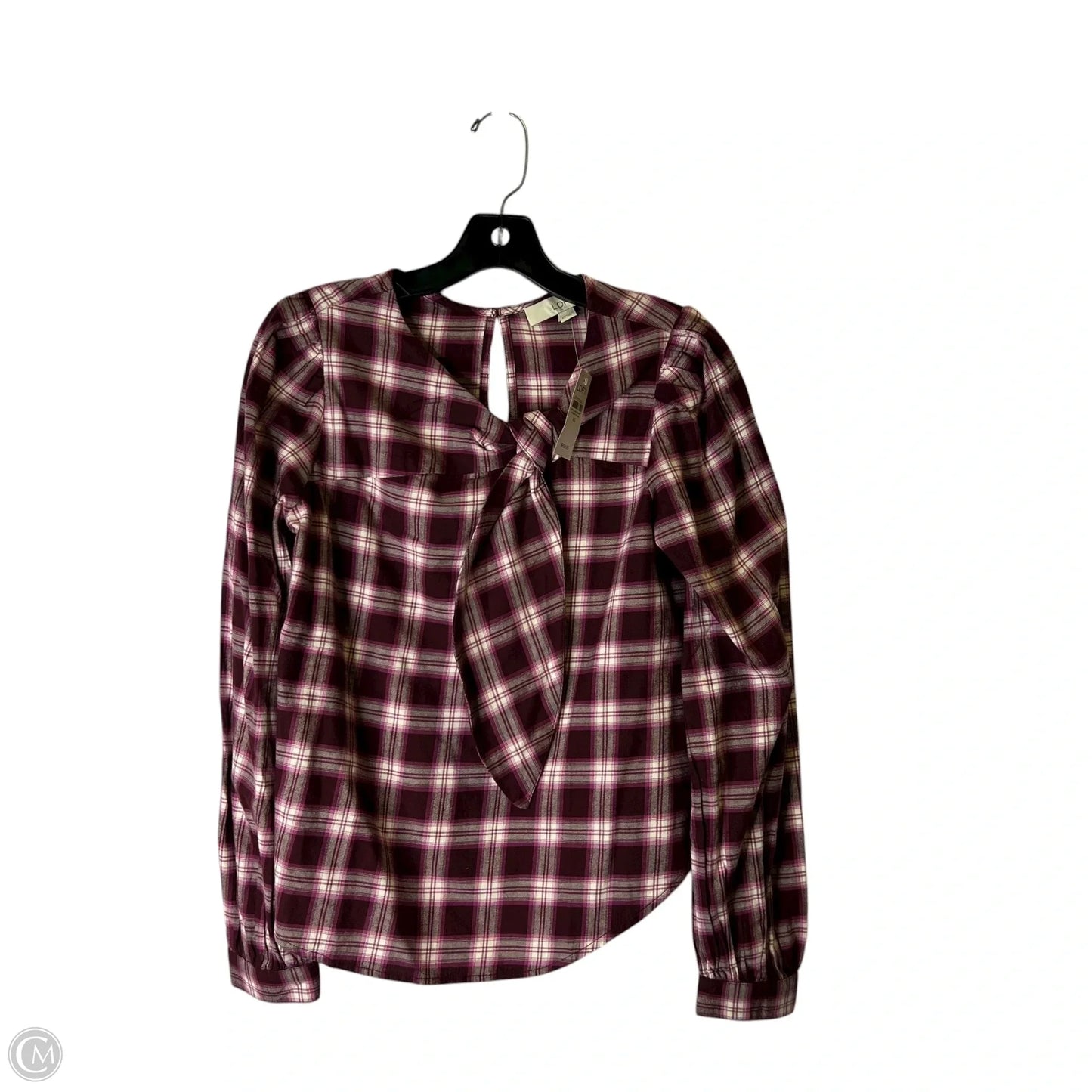 Top Long Sleeve By Loft In Plaid Pattern, Size: Xs