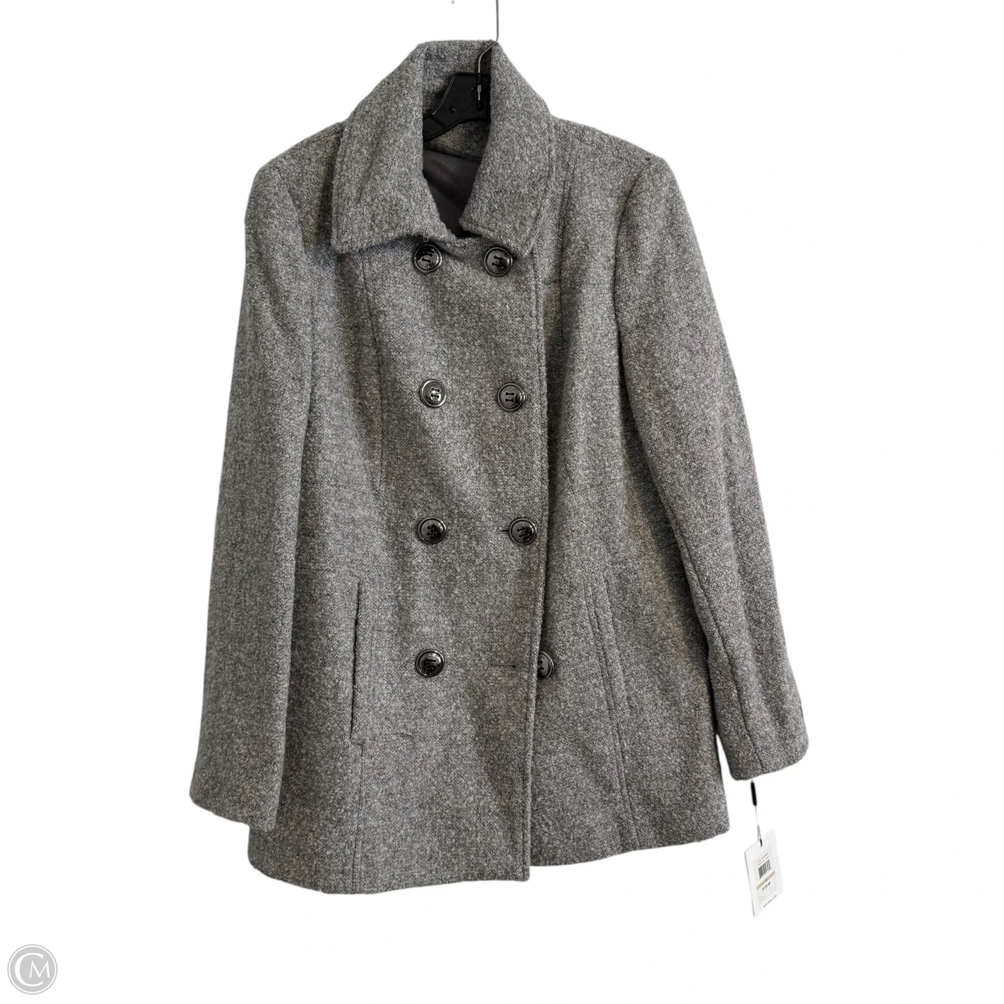 Coat Peacoat By Calvin Klein In Grey, Size: 12