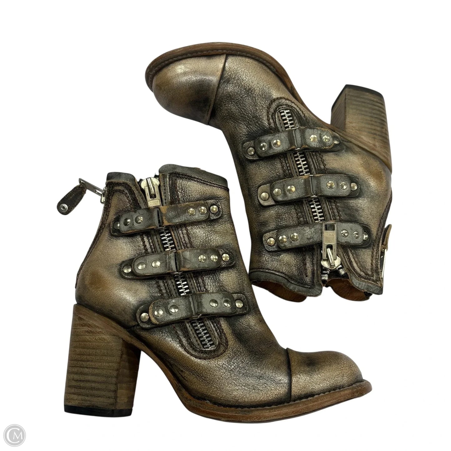 Boots Ankle Heels By Freebird In Grey, Size: 8