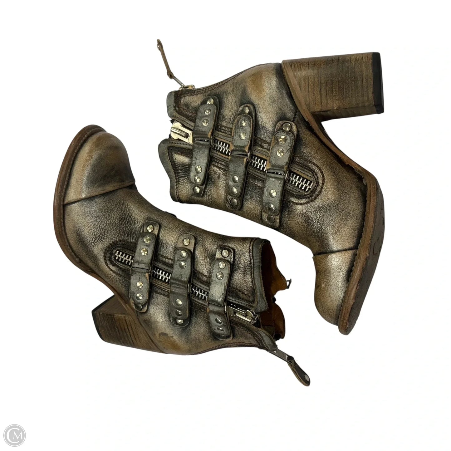 Boots Ankle Heels By Freebird In Grey, Size: 8